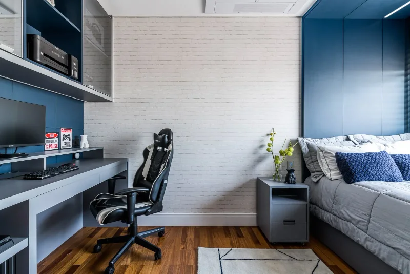 Os revestimentos também contam como cor? — Cores para quarto masculino: como dividir os tons + 20 fotos