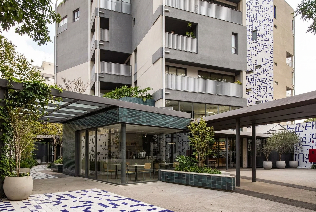 Fachada ativa do prédio POP XYZ e da Loja Flor, na Vila Madalena