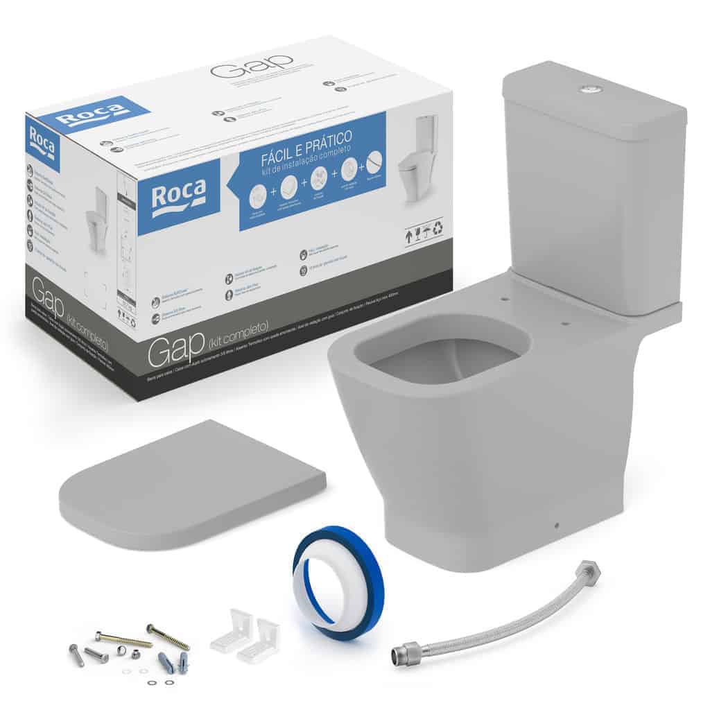 Kit Bacia Caixa Acoplada Itens De Instalação Gap Stone — Roca